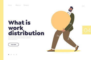 Work distribution concept of landing page with man vector