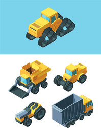 Agricultural isometric machines set modern vector