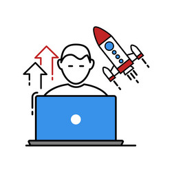 Icon flat design of a freelancer with his laptop vector