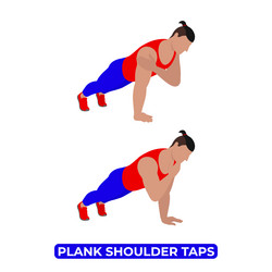 Man doing plank shoulder taps exercise for arm vector
