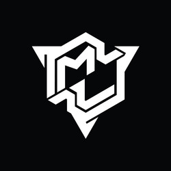ml logo monogram hexagon shape with triangle vector image