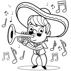 Mariachi Musician with Trumpet Vector Image