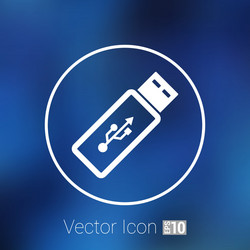 Usb flash drive icon on a grey flat button vector