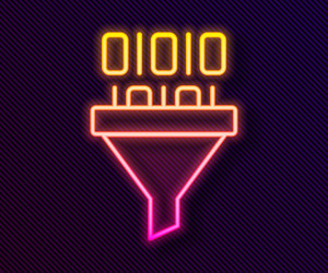 glowing neon line binary code icon isolated vector image