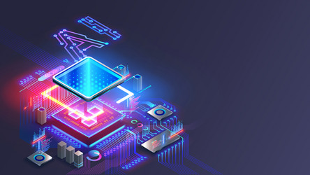 processor with integration ai letters on chip vector image