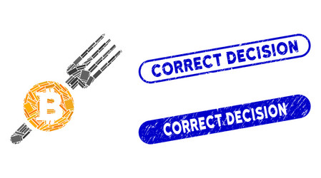 rectangle mosaic bitcoin fork with textured vector image