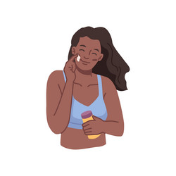 woman applying sunblock skin protection vector