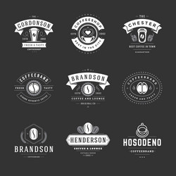 coffee shop logos design templates set Vector Image