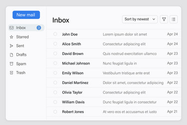 email dashboard with organized inbox and sorting vector image