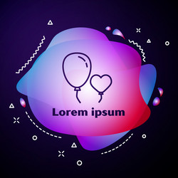 Purple line balloons in form heart with ribbon vector