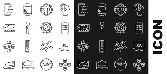 set line drone monitor display with 5k video vector image