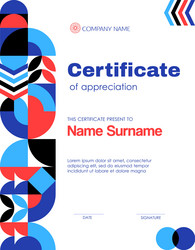 certificate of appreciation template with pattern vector image