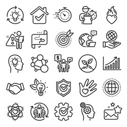 core values line icons integrity target purpose vector image