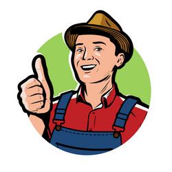 farmer with hat logo or symbol farm agriculture Vector Image