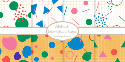 seamless patterns with abstract geometric shapes vector