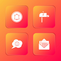 set button chat notification open mail box vector image