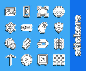 set line blockchain technology shield ethereum vector image