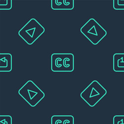 set line subtitles play button and repeat track vector image