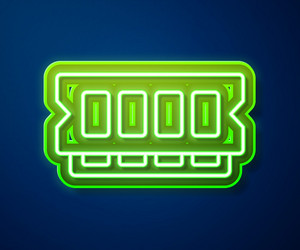 glowing neon line ram random access memory icon vector image