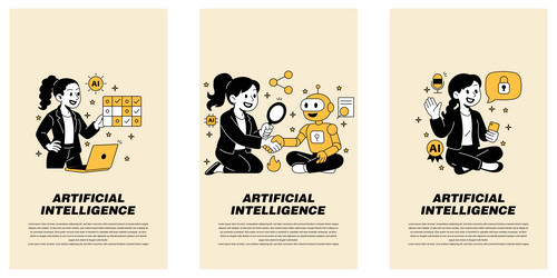 interacting with a robot assistant training an ai vector image