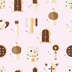 seamless pattern background with medieval weapon vector image