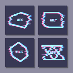 set of simple geometric form with glitch effect vector