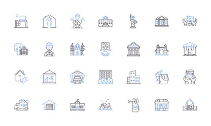 structure line icons collection framework vector