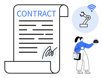 digital contract signing with robotic automation vector image