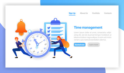 flat for web banner landing page mobile save time vector image