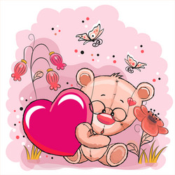 Cute valentine teddy bear with big heart Vector Image