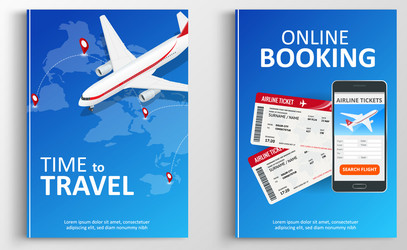 Brochure or flaer travel and online bookung vector