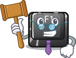 Judge cartoon f1 button installed on keyboard vector