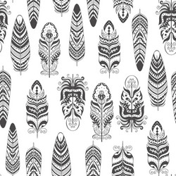 Seamless pattern with feather boho style vector