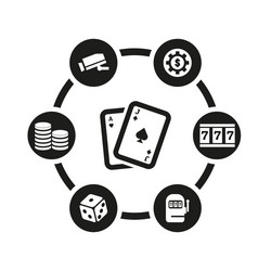 Black casino icon set vector