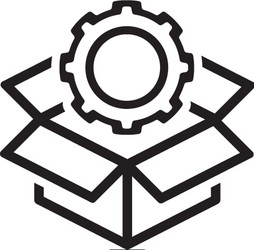 Engineering solutions icon gear and cardbox vector