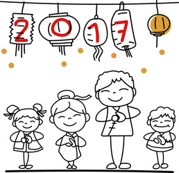 hand drawn cartoon chinese people new year Vector Image
