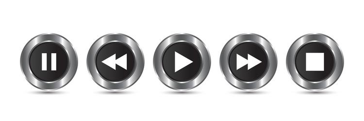 play pause next previous and stop button set vector image