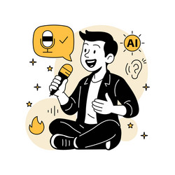 a man testing ai voice recognition using vector image