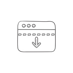 browser window with arrow down sketch icon vector image