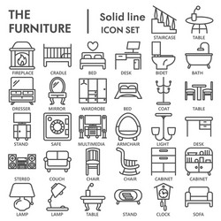 Furniture line icon set interior symbols vector