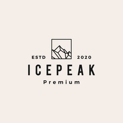 Icepeak Mountain Logo Icon - Vintage Style Vector Image