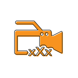 orange video camera with inscription xxx icon vector