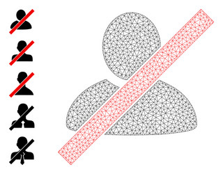 polygonal net wrong user icon with simple glyphs vector image