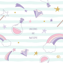 Unicorn magic seamless pattern background Vector Image