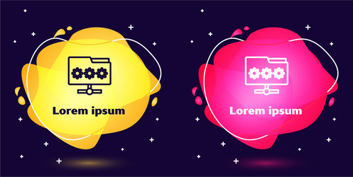 set line folder with password notification icon vector image