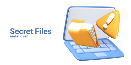 set of 3d objects for concepts with secret files vector image