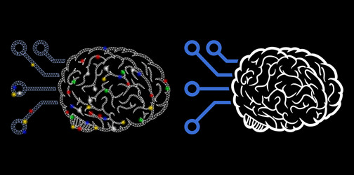 Flare mesh network brain computer interface icon vector