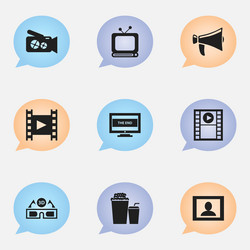 Set of 9 editable filming icons includes symbols vector