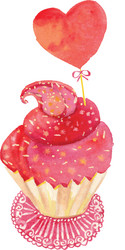 Watercolor Cupcake Illustration vector