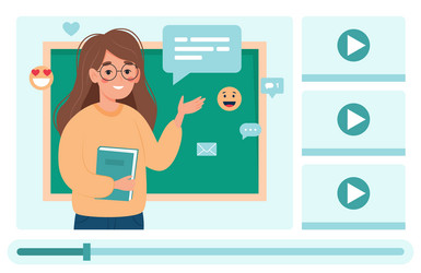 Webinar online education female teacher Royalty Free Vector